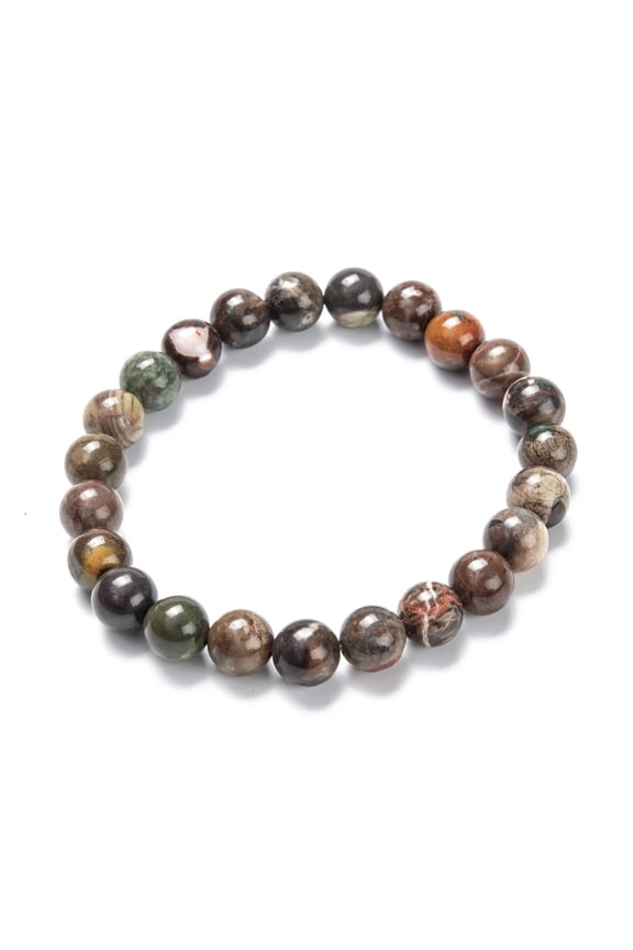 10 pc Natural Multi-color Agate Stretch Beaded Bracelets Round Inner Diameter: 2-1/8 inch(5.5cm) Beads: 8~9mm