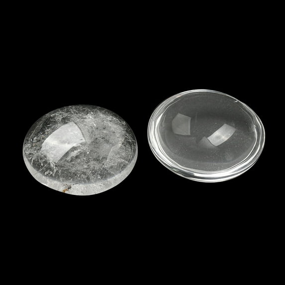 10 pc Natural Quartz Cabochons Rock Flat Round 30x7~8.5mm