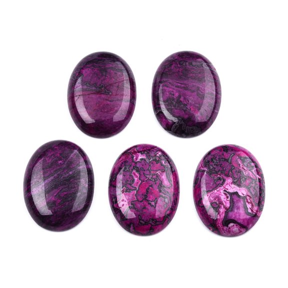 10 pc Natural Ripple Jasper Cabochons Dyed Oval Orchid 40~41x30~30.5x6~7mm