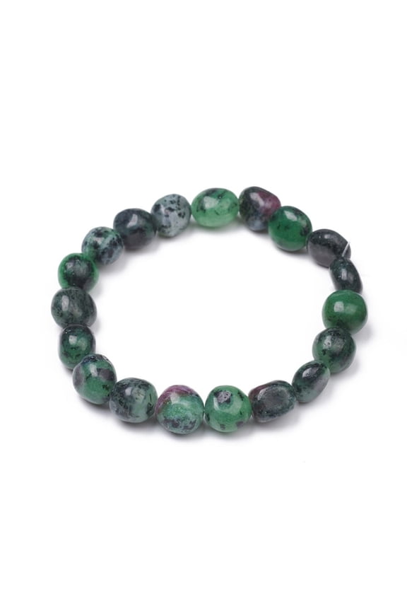 10 pc Natural Ruby in Zoisite Stretch Beaded Bracelets Tumbled Stone Nuggets 1-7/8 inch~2-1/8 inch(4.8~5.5cm) Beads: 6~15x6~11x3~11mm
