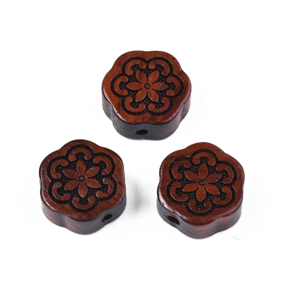 10 pc Natural Sandalwood Mala Beads Undyed Flower Coconut Brown 16x15x6.5mm Hole: 1.6mmDIY