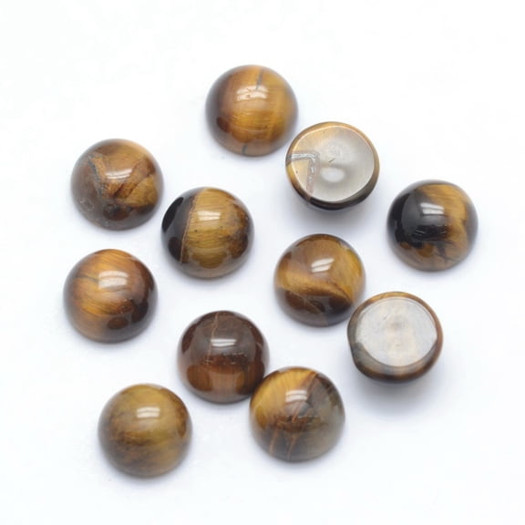 10 pc Natural Tiger Eye Cabochons Half Round 6x3~3.5mm
