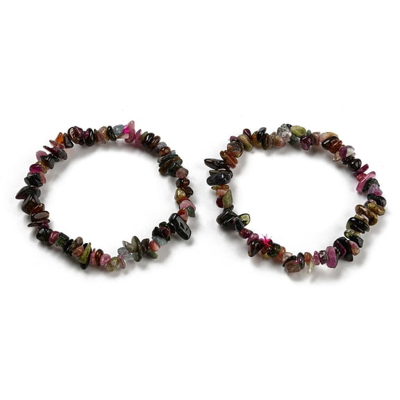 10 pc Natural Tourmaline Chip Beaded Stretch Bracelet Inner Diameter: 2-1/8 inch(5.5cm)