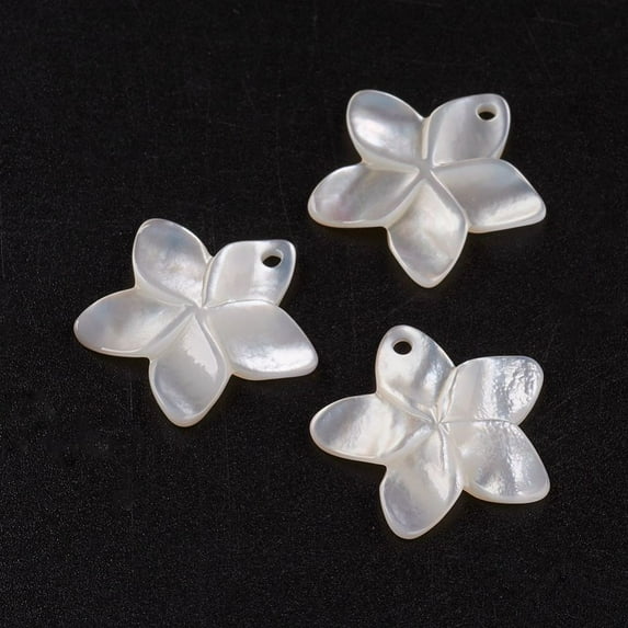 10 pc Natural White Shell Mother of Pearl Shell Pendants Flower 18.5x19x2mm Hole: 1.5mm