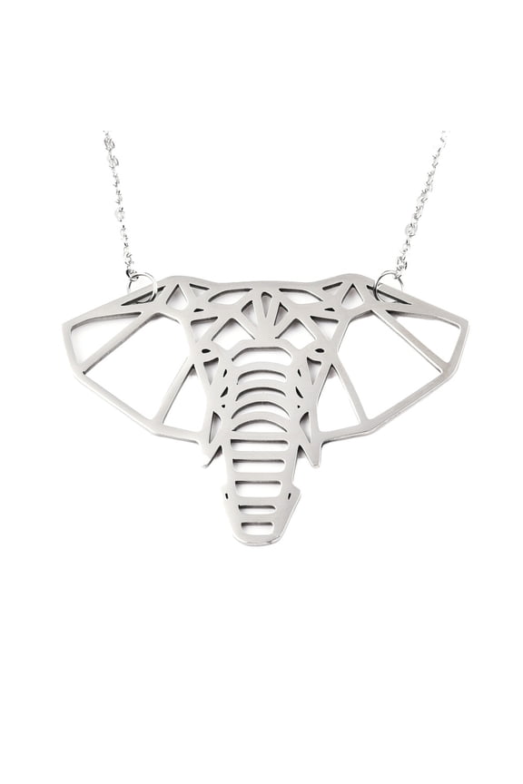 10 pc Non-Tarnish 201 Stainless Steel Origami Pendant Necklaces with Cable Chains Elephant Stainless Steel Color 17.7 inch(45cm) 2mm Elephant: 33x47x1mm