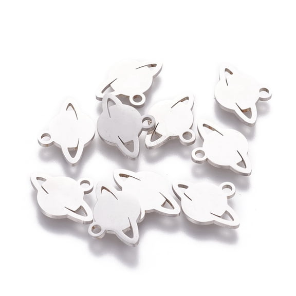 10 pc Non-Tarnish 201 Stainless Steel Universe Space Charms Planet Stainless Steel color 10.4x14.3x1mm Hole: 1.5mm 201 Stainless Steel