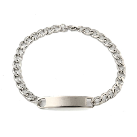 10 pc Non-Tarnish 304 Stainless Steel Curb Chain ID Bracelets for Women Stainless Steel color 8-3/4x1/4 inch(22.2x0.8cm)