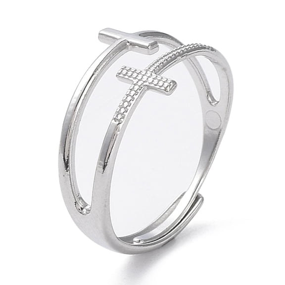 10 pc Non-Tarnish 304 Stainless Steel Hollow Cross Adjustable Rings Stainless Steel color Inner Diameter: 19mm