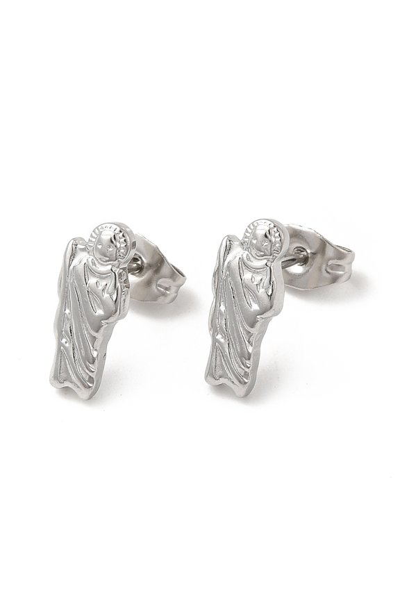 10 pc Non-Tarnish 304 Stainless Steel Human Stud Earrings for Women Stainless Steel color 13x5mm Pin: 0.8mm