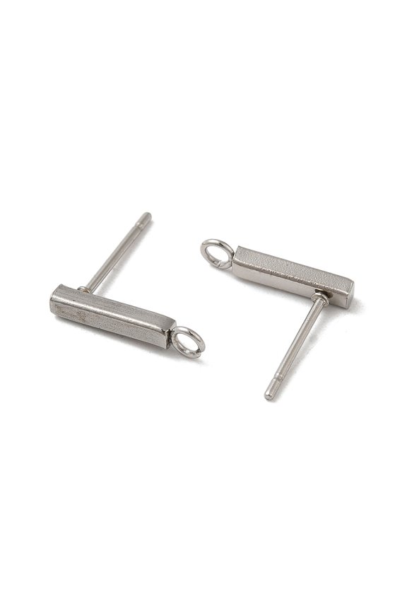 10 pc Non-Tarnish 304 Stainless Steel Stud Earring Finding with Horizontal Loop Rectangle Stainless Steel color 13x3mm Hole: 1.8mm Pin: 0.8mm