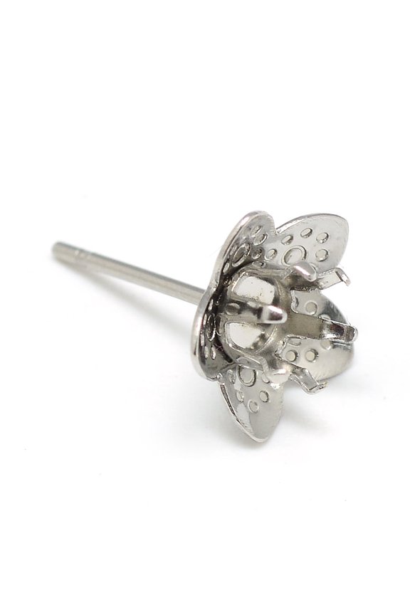 10 pc Non-Tarnish 304 Stainless Steel Stud Earring Settings Flower Stainless Steel color Tray: 4mm 10x10.5mm pin: 0.8mm