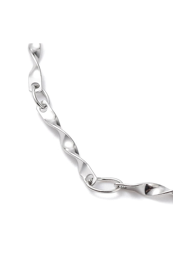 10 pc Non-Tarnish 304 Stainless Steel Twist Bar Link Chain Bracelets Stainless Steel color 7 inch(17.8cm)