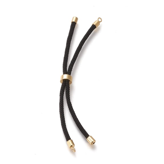 10 pc Nylon Twisted Cord Bracelet Making Slider Bracelet Making with Eco-Friendly Brass Findings Round Golden Black 8.66~9.06 inch(22~23cm) Hole: 2.8mm Single Chain Length: 4.33~4.53 inch(11~11.5cm)