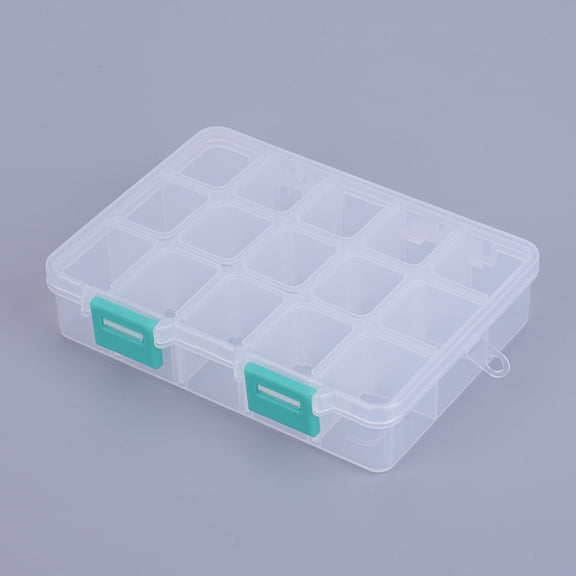 10 pc Organizer Storage Plastic Box Adjustable Dividers Boxes Rectangle Medium Turquoise 14x10.8x3cm Compartment: 3x2.5cm 15 compartment/box
