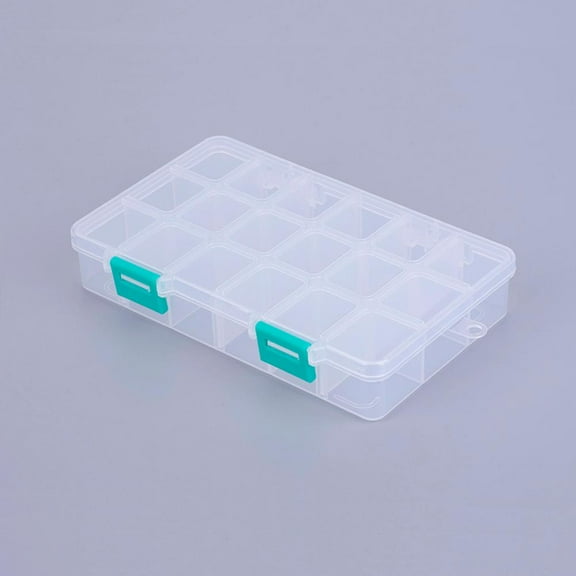 10 pc Organizer Storage Plastic Box Adjustable Dividers Boxes Rectangle White 16.5x10.8x3cm compartment: 3x2.5cm 18 compartment/box