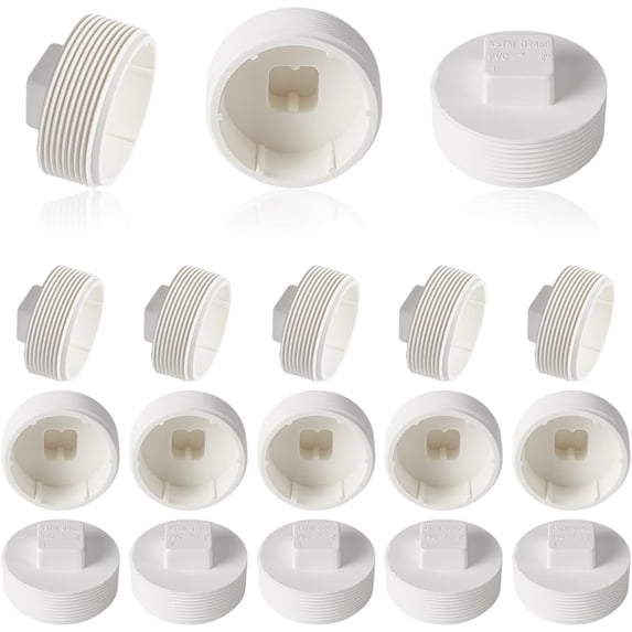 10 pc PVC Pipe End Cap PVC Male Threaded Pipe End Cap White 60x35mm ...