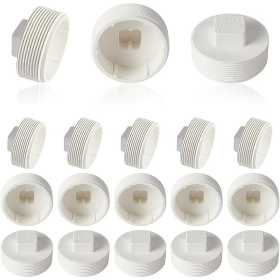 10 pc PVC Pipe End Cap PVC Male Threaded Pipe End Cap White 60x35mm Inner Diameter: 50mm