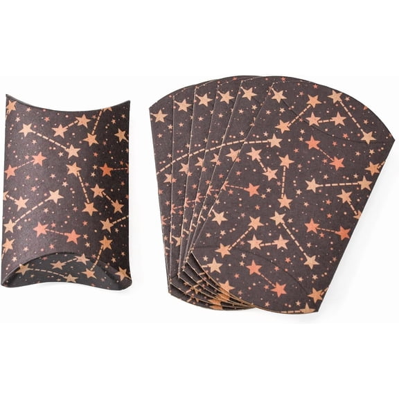 10 pc Paper Pillow Gift Boxes Packaging Boxes Party Favor Sweet Candy Box Star Pattern Camel 9.9x5.5x0.1cm Finished Product: 8x5.5x2cm