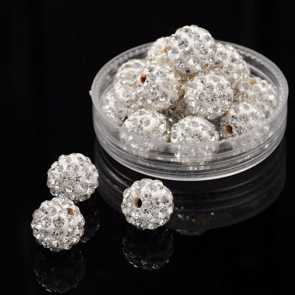10 pc Pave Disco Ball Beads Polymer Clay Rhinestone Beads Round Crystal PP15(2.1~2.2mm) 10mm Hole: 1.5mm