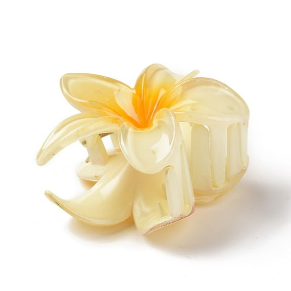10 pc Plastic Claw Hair Clips with Iron Findings for Woman Girls Flower golden 74x79x45mm
