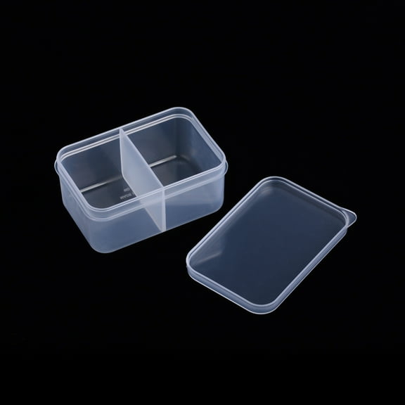 10 pc Polypropylene(PP) Bead Storage Container 2 Compartment Organizer boxes with Lid Rectangle Clear 8.7x5.8x4cm compartment: 5.3x4x3.7cm