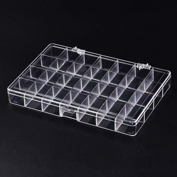 10 pc Polystyrene Bead Storage Containers 28 Compartments Organizer Boxes with Hinged Lid Rectangle Clear 19.9x13.5x2.5cm compartment: 3.2x2.7cm