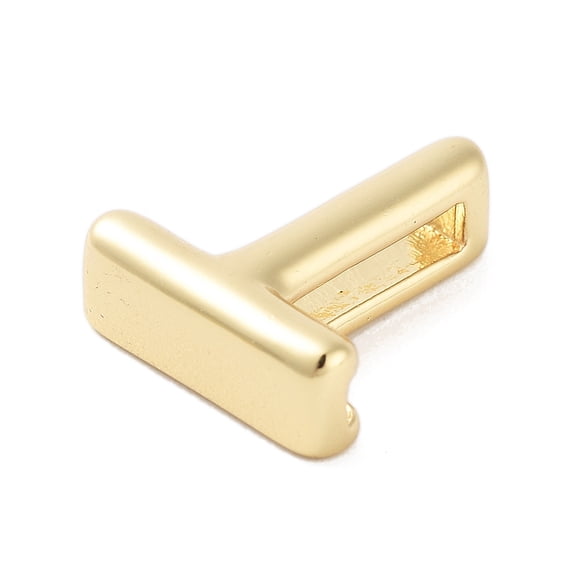 10 pc Rack Plating Brass Beads for Personalized Name Necklace Making Cadmium Free & Lead Free Long-Lasting Plated Real 18K golden Plated Letter T 14.5x12.5x4.5mm Hole: 1.5x10.5mm