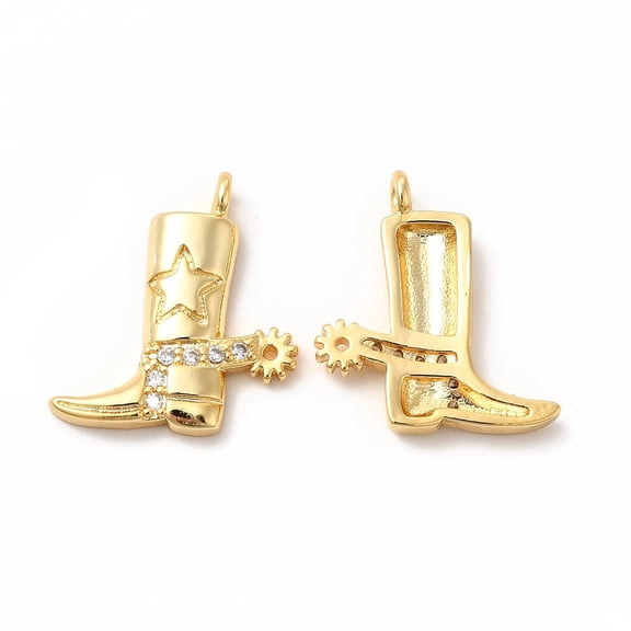 10 pc Rack Plating Brass Micro Pave Cubic Zirconia Pendants Long-Lasting Plated Cadmium Free & Lead Free Punk Style Charm Real 18K Gold Plated 20.5x18.5x4mm Hole: 1.8mm