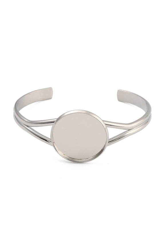 10 pc Rack Plating Brass Open Cuff Bangle Making Blank Bangle Base with Flat Round Tray Long-Lasting Plated Cadmium Free Lead Free Platinum 2-5/8x2 inch(6.6x5cm) Tray:25mm
