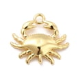 thumbnail image 1 of 10 pc Rack Plating Brass Pendants Long-Lasting Plated Cadmium Free & Lead Free Crab Charm Real 18K Gold Plated 16x18x3mm Hole: 1.8mm, 1 of 3