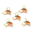 thumbnail image 1 of 10 pc Real 18K Gold Plated Brass Charms with Enamel and Jump Rings Long-Lasting Plated Meteor Colorful 9.5x12.5x1.5mm Jump Ring: 5x1mm, 1 of 4