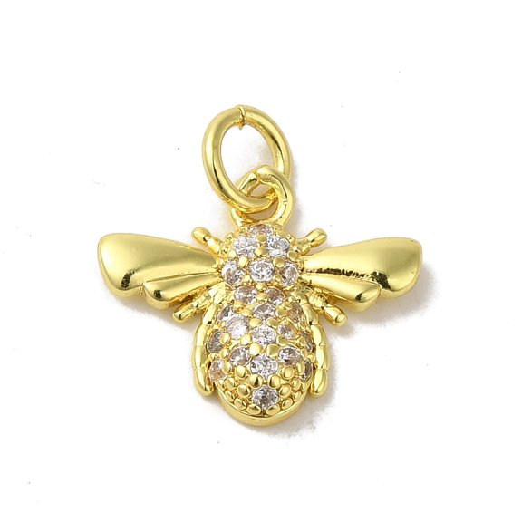 10 pc Real 18K golden Plated Brass Pave Cubic Zirconia Pendants with Jump Rings Butterfly Clear 12.5x14.5x2.5mm Hole: 3mm