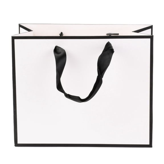 10 pc Rectangle Paper Bags with Handles for Gift Bags and Shopping Bags White 18x22x0.6cm