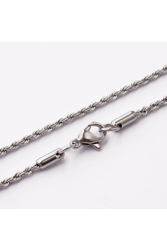 10 pc Resistant 304 Stainless Steel Rope Chain Necklaces with Lobster Claw Clasps Stainless Steel Color 20.3 inch(51.6cm)