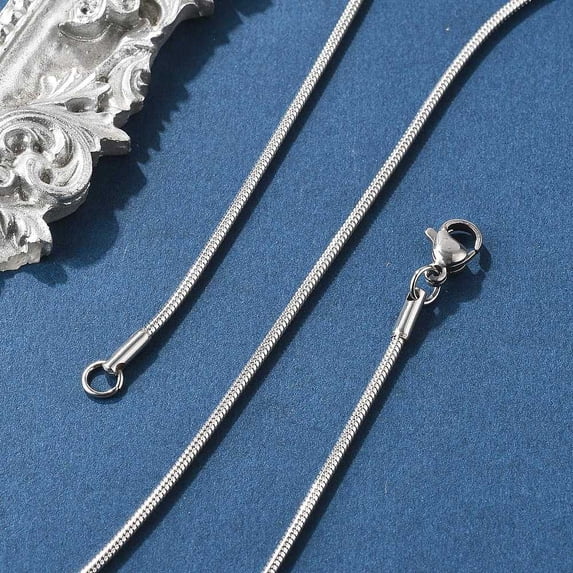 10 pc Resistant 304 Stainless Steel Snake Chain Necklaces Stainless Steel Color 17.7 inch(45cm) 1.5mm