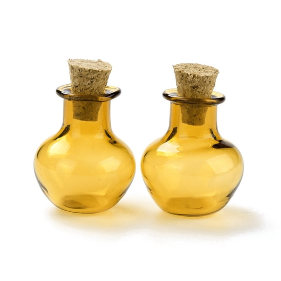10 pc Round Glass Cork Bottles Ornament Glass Empty Wishing Bottles DIY Vials for Pendant Decorations golden 1.8x2.3cm
