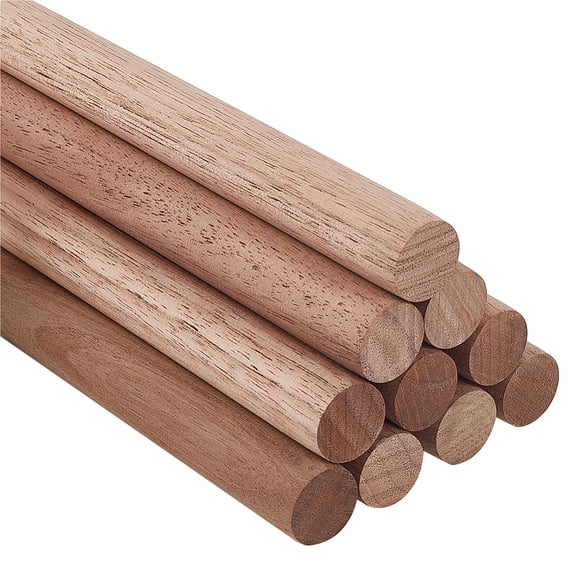10 pc Round Walnut Wooden Sticks Dowel Rods for Children Toy Building Model Material Macrame Craft Supplies BurlyWood 20x1.8cm