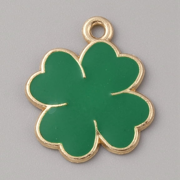 10 pc Saint Patrick's Day Alloy Enamel Pendants Golden Clover 22x18.5x1.5mm Hole: 1.8mm Alloy+Enamel