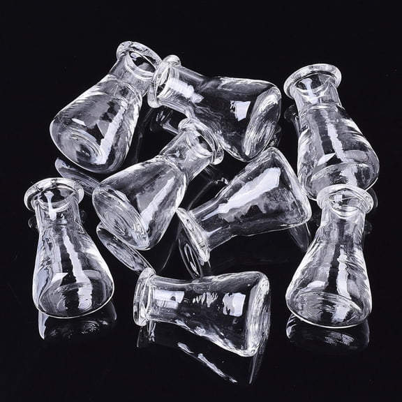 10 pc Semi-manual One Hole Blown Glass Globe Cover for DIY Glass Vial Pendants Charms Vase Clear 22.5~26x15.5mm Hole: 6mm Bottle Capacity: 1.8~2.3ml(0.06~0.07 fl. oz)