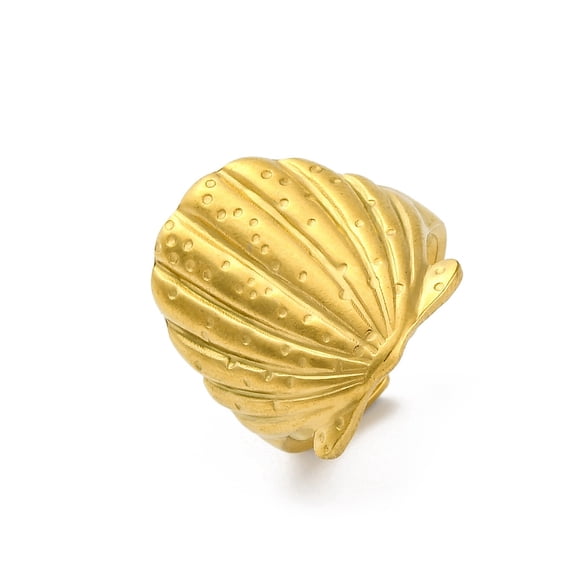 10 pc Shell Shape 304 Stainless Steel Open Cuff Rings for Women Golden Adjustable 21.5mm