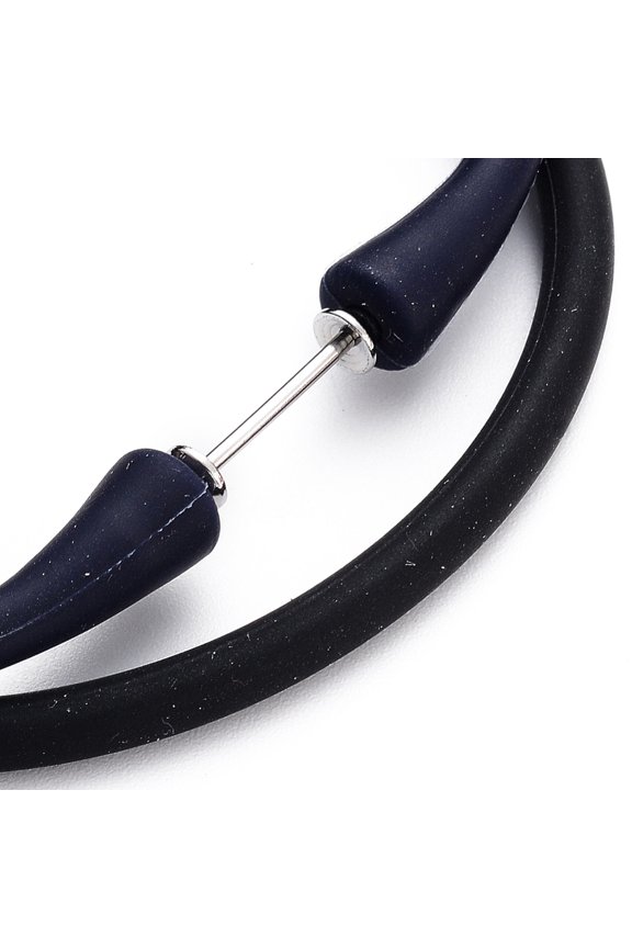 10 pc Silicone Cord Bracelets with 304 Stainless Steel Screw Clasps Midnight Blue 6-7/8 inch(17.5cm) 4~6mm