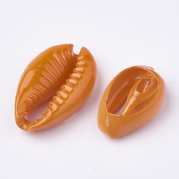 10 pc Spray Paint Cowrie Shell Beads Two Tone No Hole/Undrilled Dark Orange 20~25x14~16x5~7mm