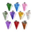 thumbnail image 1 of 10 pc Spray Painted Glass Pendants with Platinum Iron Loop Cone Mixed Color 26.5x15.5x13.5mm Hole: 7.5mmDIY, 1 of 1