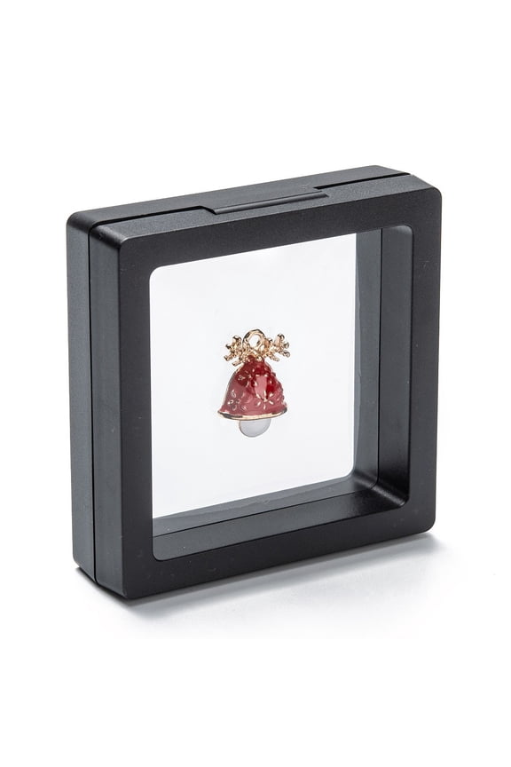 10 pc Square Transparent PE Thin Film Suspension Jewelry Display Box for Ring Necklace Bracelet Earring Storage Black 7x7x2cm