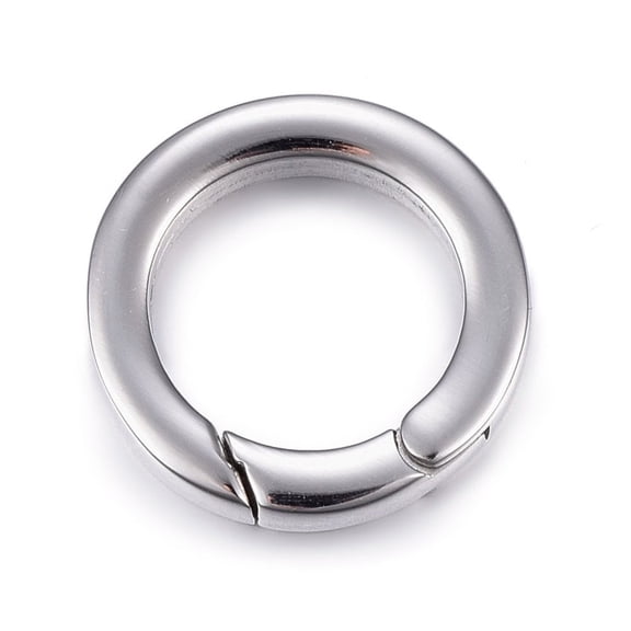 10 pc Tarnish Resistant 304 Stainless Steel Key Clasps Spring Gate O Rings Ring Stainless Steel color 20x3mm 14mm Inner Diameter 304 Stainless Steel