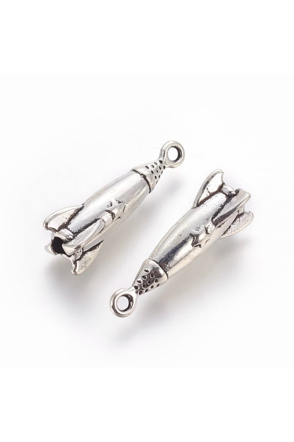 10 pc Tibetan style Zinc Alloy Pendants Rocket Antique Silver 25x9x9mm Hole: 1.5mm