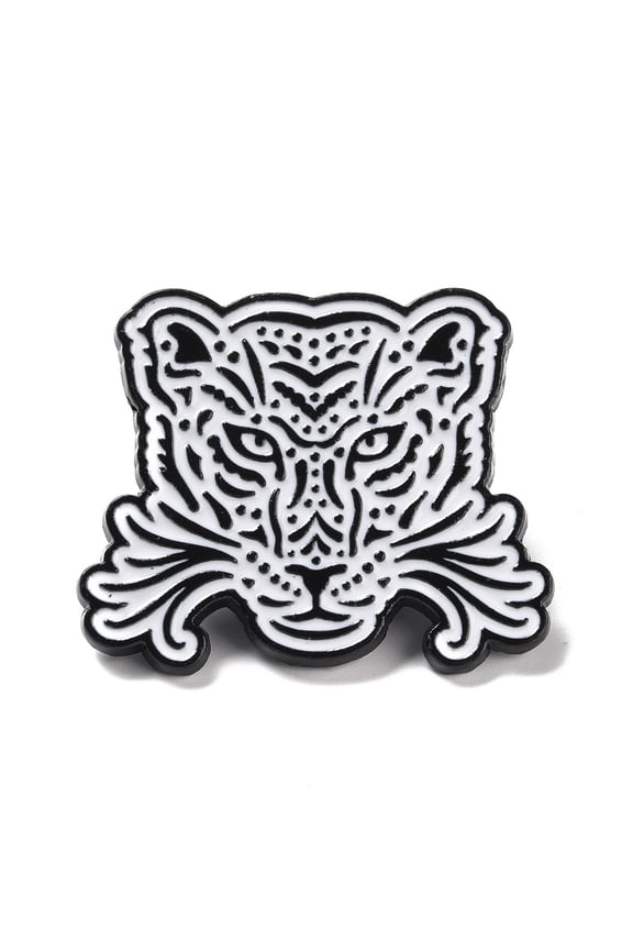 10 pc Tiger Enamel Pin Animal Alloy Badge for Backpack Clothing Electrophoresis Black White 29x35x2mm Pin: 1mm