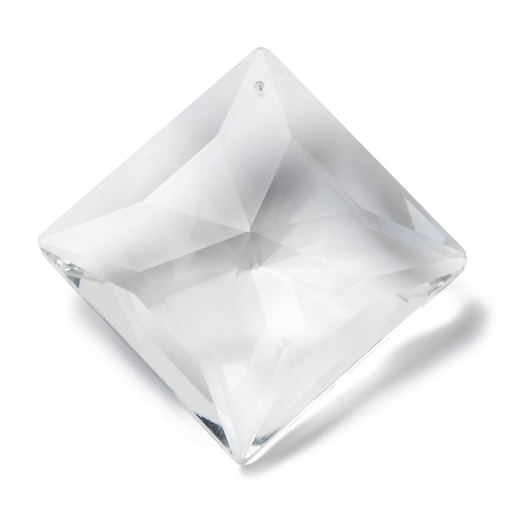 10 pc Transparent Glass Pendants Faceted Rhombus for Chandelier Hanging Pendants Clear 69x69x22mm Hole: 1.8mm