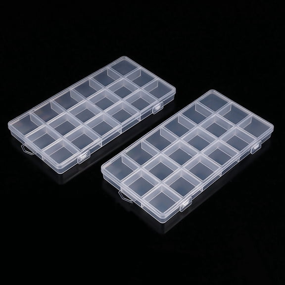 10 pc Transparent Plastic Bead Containers for DIY Art Craft Nail Diamonds Bead Storage Rectangle 18 Grids 20.8x10.6x1.7cm