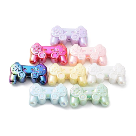 10 pc UV Plating Opaque Acrylic Beads Game Machine Iridescent Mixed Color 24x38.5x12mm Hole: 2.5mm